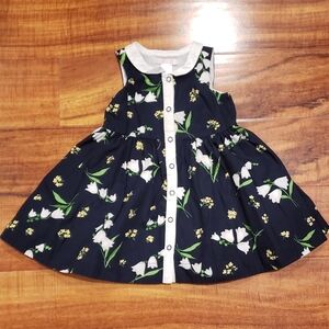 Janie and Jack EUC 12-18 months navy and  white lily of the valley floral dress